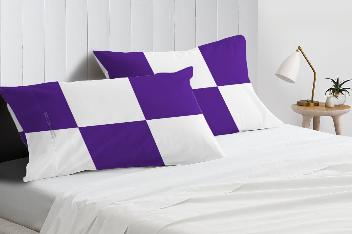 Cozy Purple  - white chex pillowcases