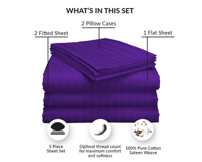 Purple Stripe Split King Sheets