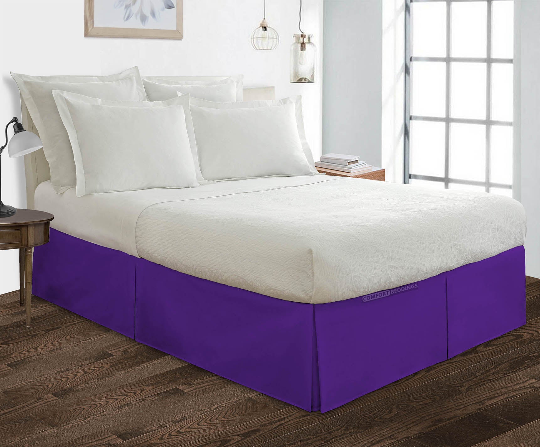Purple Pleated Bed Skirt