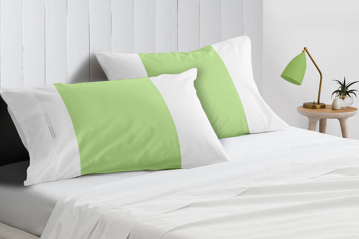 Sage Green with White Contrast Pillowcases