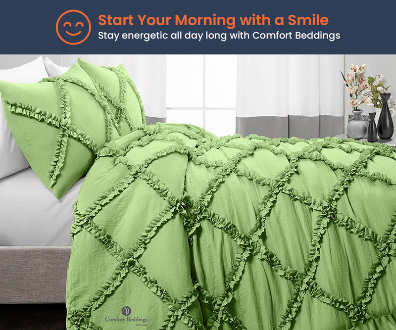 Sage Diamond Ruffle Comforter