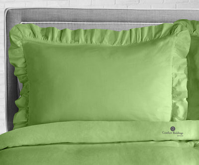 Sage Green Trimmed Ruffle Duvet Cover
