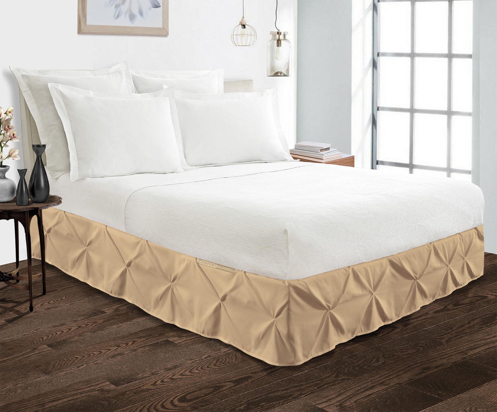 Taupe Pinch Bed Skirts