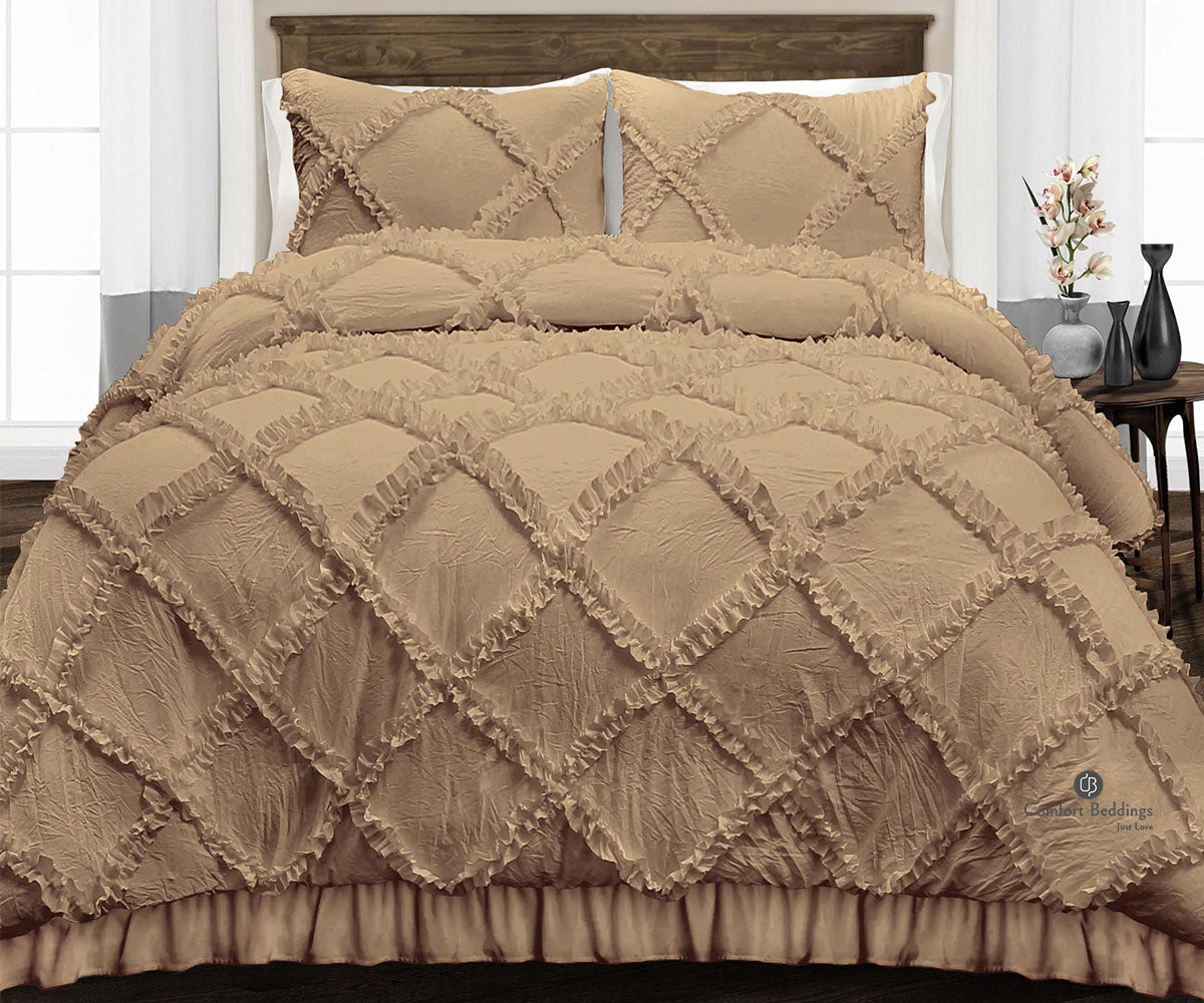 Taupe Diamond Ruffle Comforter