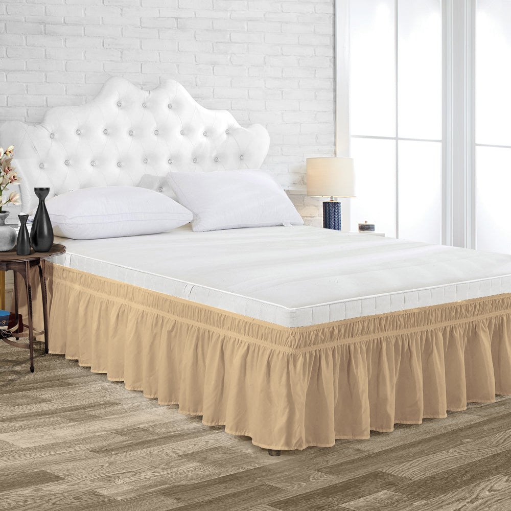 Taupe wrap-around bed skirt