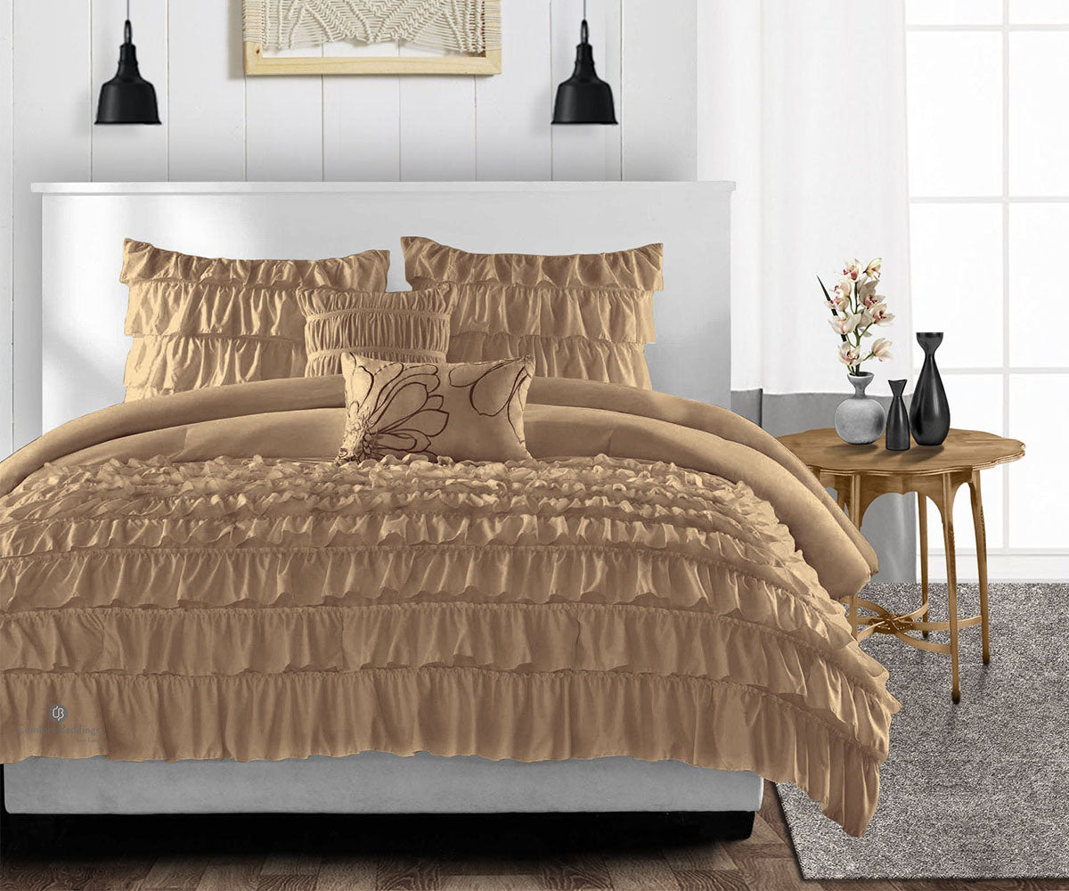 Taupe Ruffle Comforter 