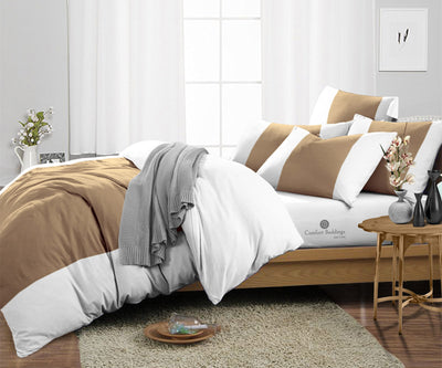 Taupe Contrast Color Bar Duvet Cover