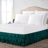 Teal multi-ruffled bed skirts