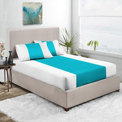 Turquoise & White Contrast Fitted Sheet