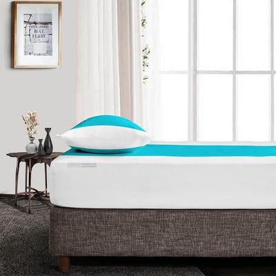 Turquoise & White Contrast Fitted Sheet