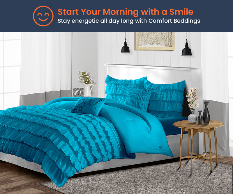 Turquoise Blue Ruffle Comforter