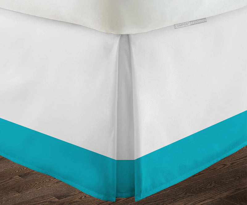 Luxurious Turquoise blue two tone bed skirt