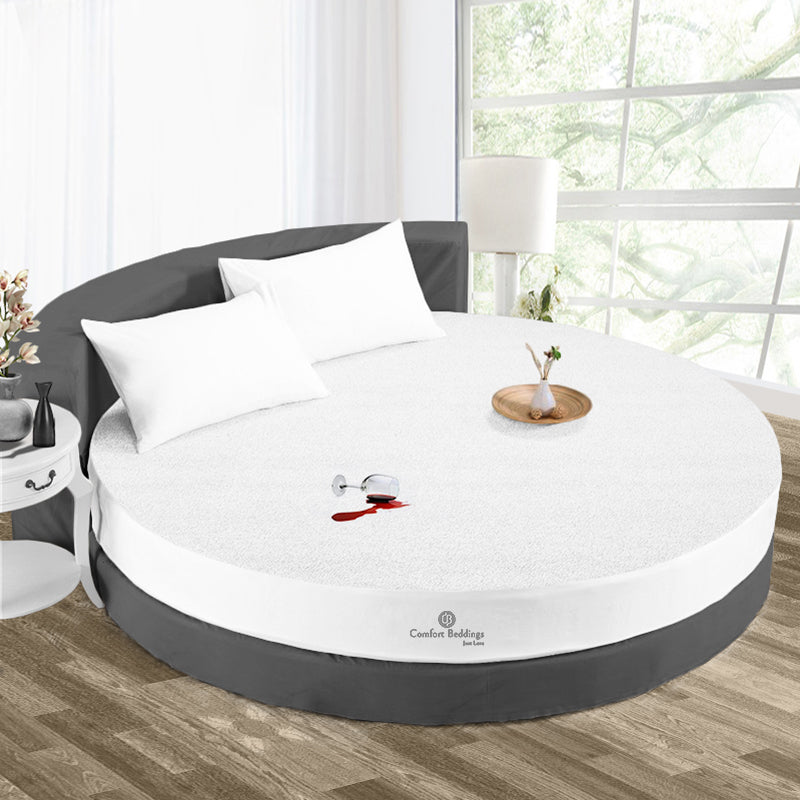 White Round Bed Mattress Protector
