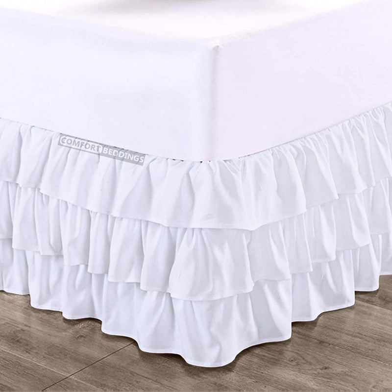 White Multi Ruffle Bed Skirts