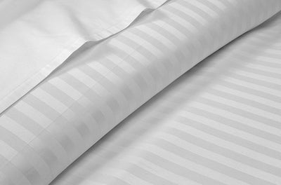 White Striped Split King Sheets Set