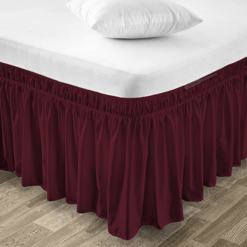 Wine wrap-around bed skirts