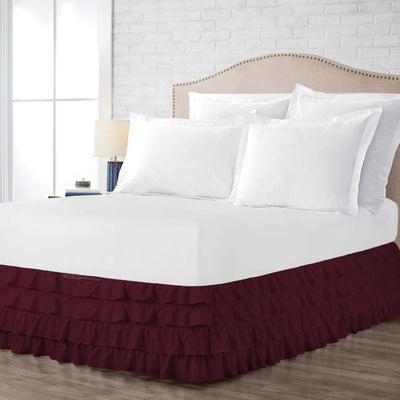Luxury Wine Waterfall Ruffled Bed Skirt 600TC