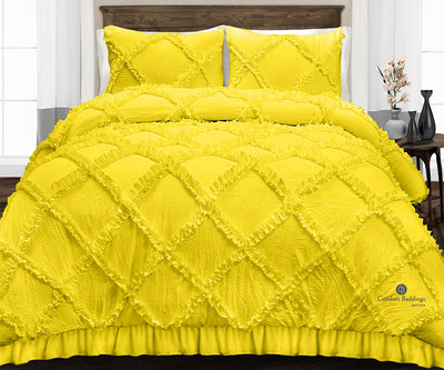 Yellow Diamond Ruffle Comforter