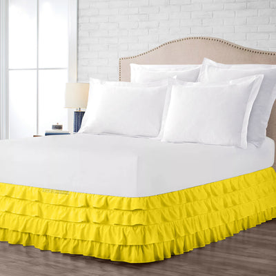 Luxury 600TC Yellow Waterfall Ruffled Bed Skirt