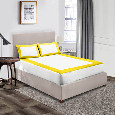 600 TC Yellow - white two tone fitted sheets