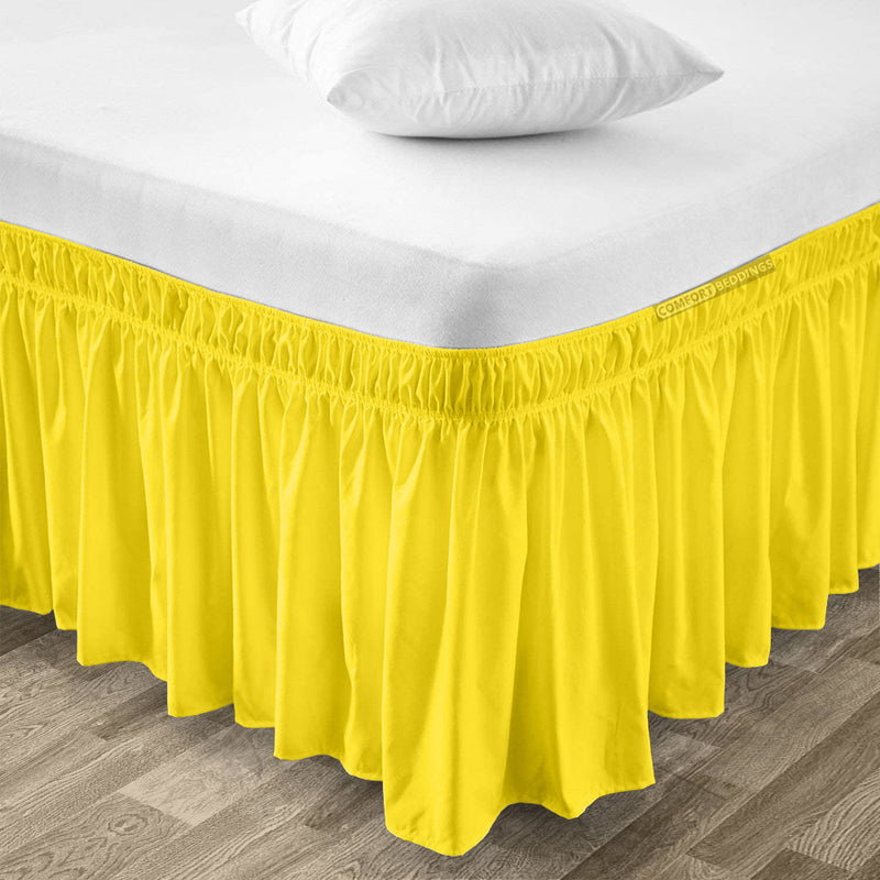 yellow wrap-around bed skirt
