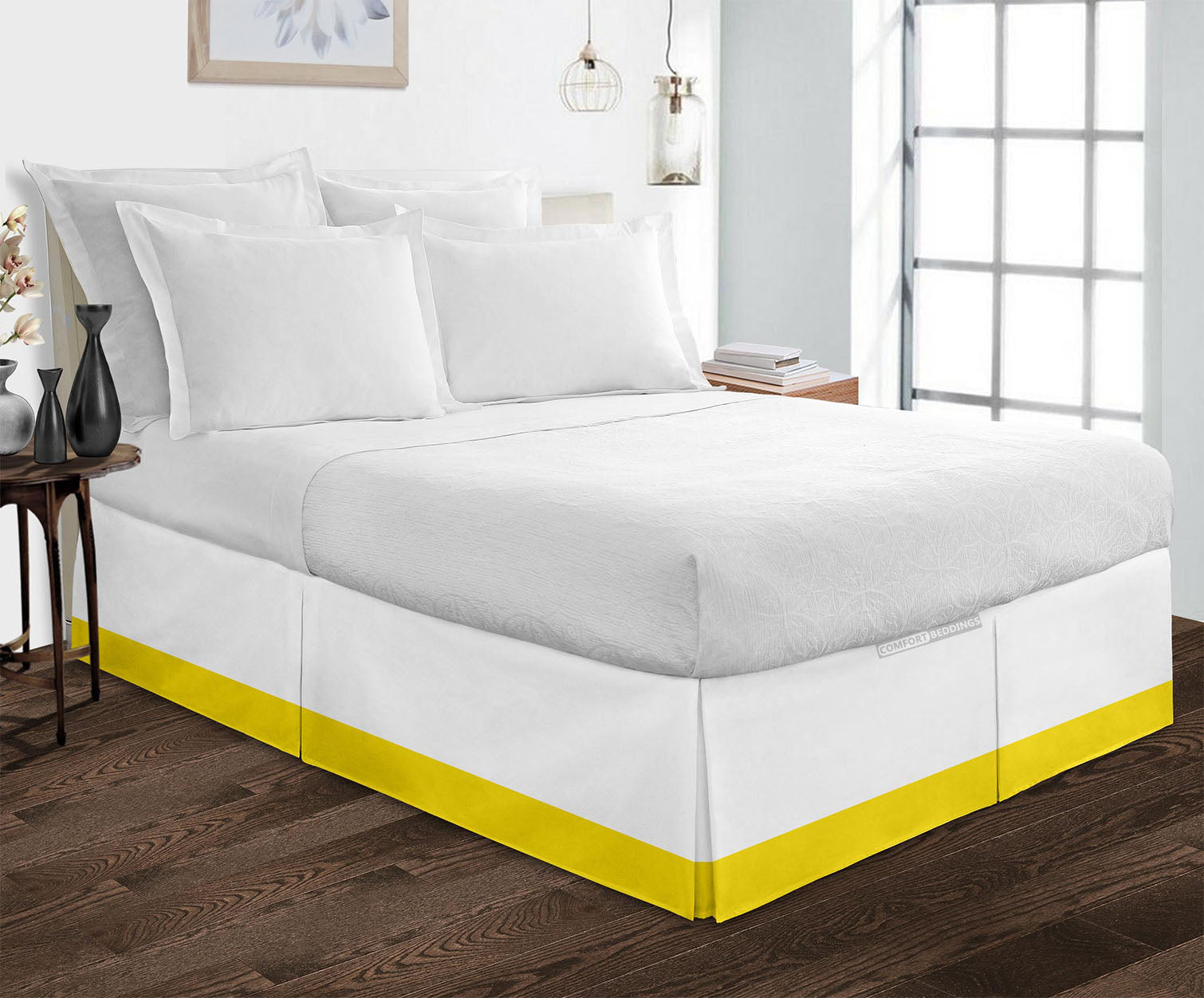 600TC Yellow two tone bed skirt