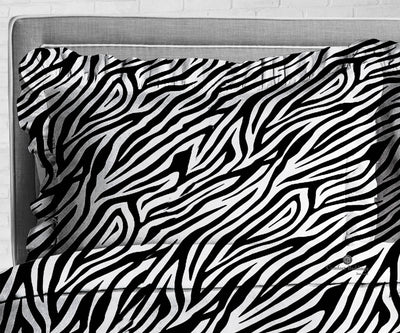 Zebra Print Trimmed Ruffle Duvet Cover