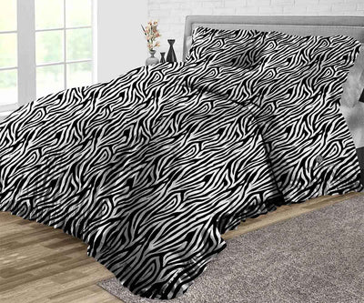 Zebra Print Trimmed Ruffle Duvet Cover