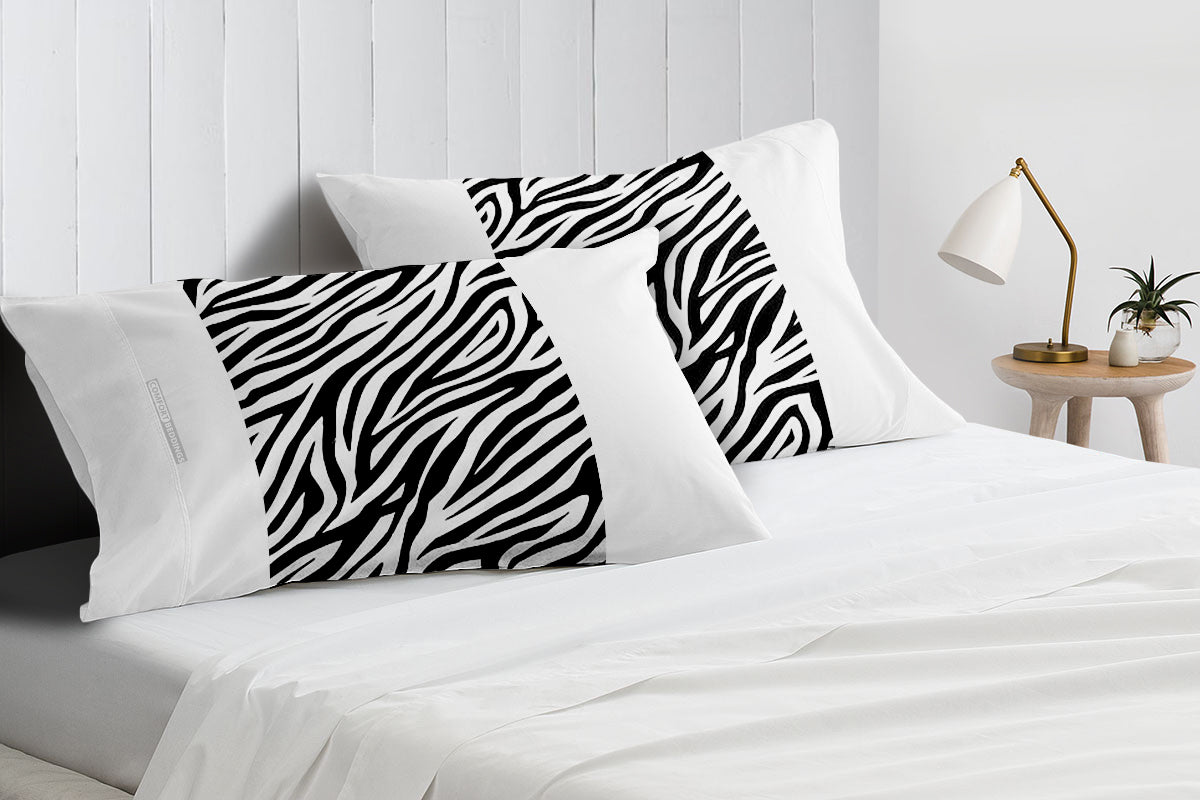 Zebra Print with White Contrast Pillowcases