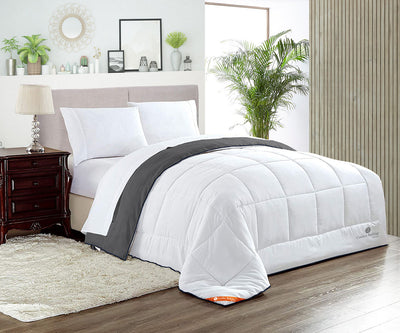 Dark Grey and White Reversible Comforter
