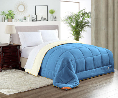 Ivory and Mediterranean Blue Reversible Comforter