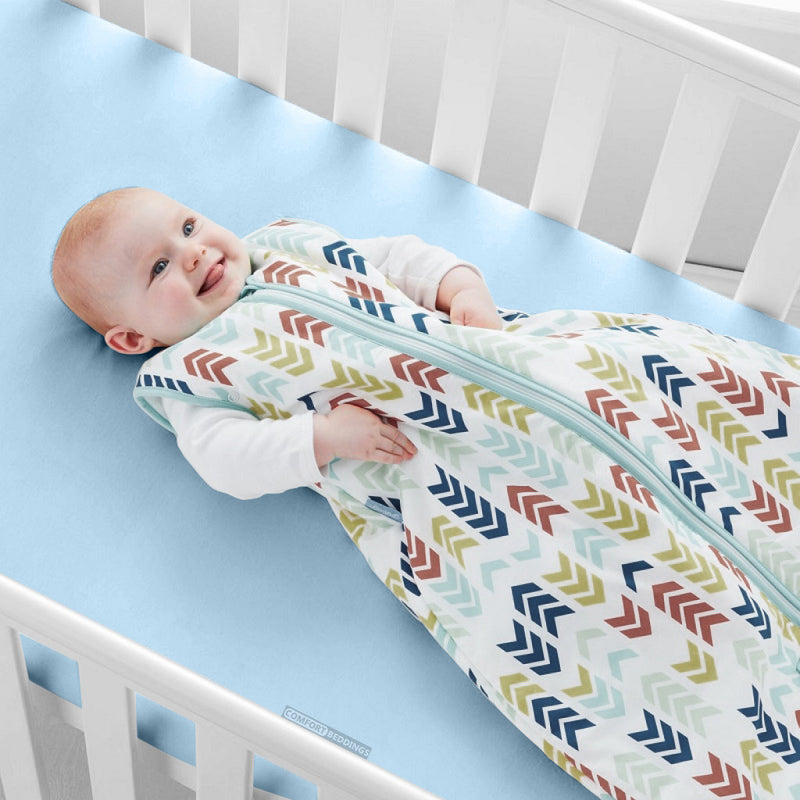 Light Blue Fitted Crib Sheets