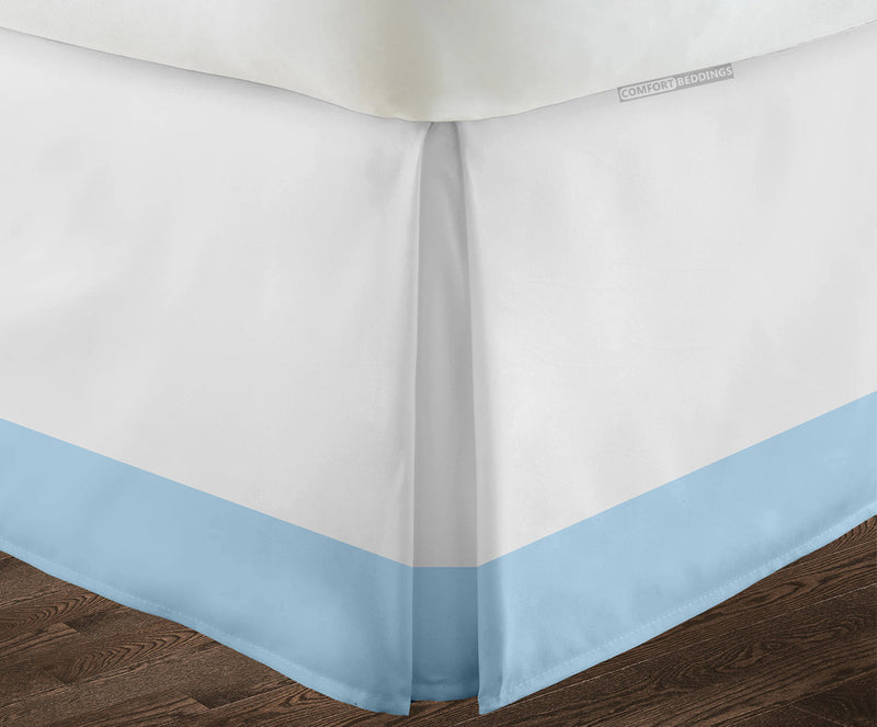 Egyptian cotton Light Blue Two tone bed skirt
