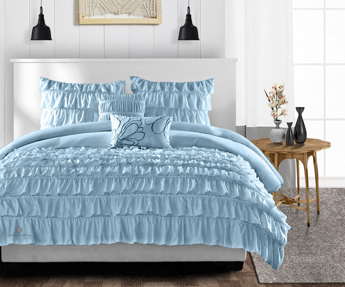 Light Blue Ruffle Comforter