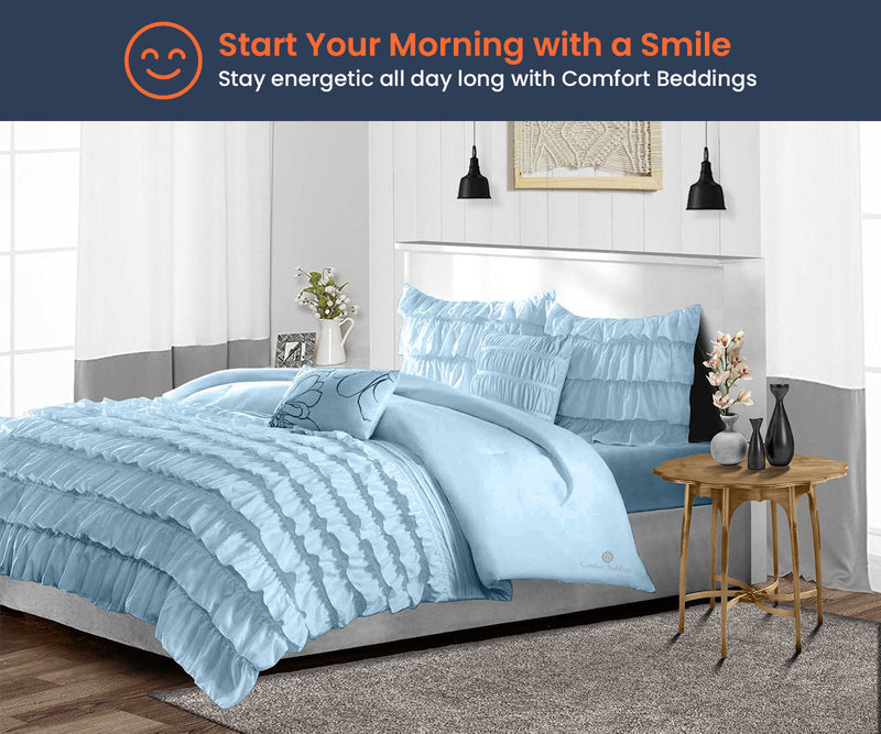 Light Blue Ruffle Comforter