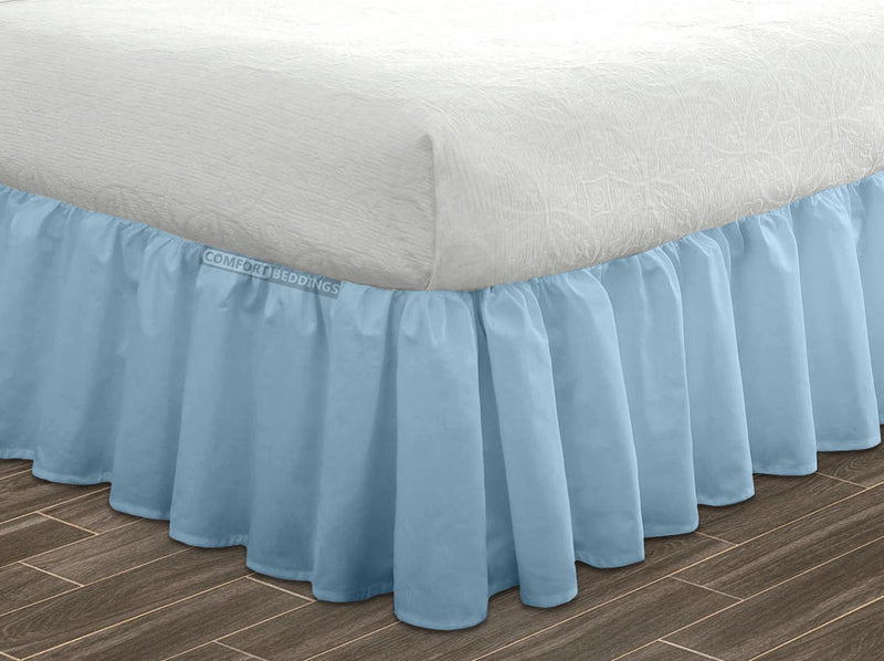 Light Blue Ruffle Bed Skirt