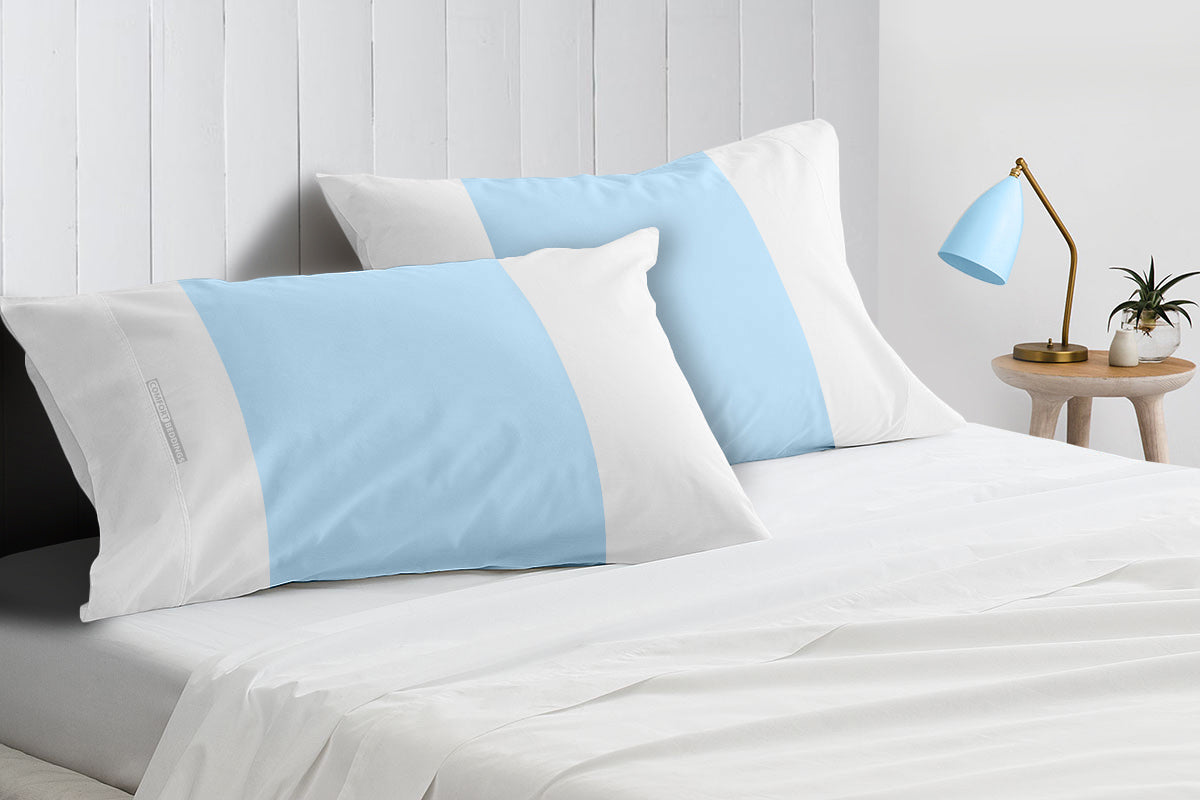 Light Blue with White Contrast Pillowcases