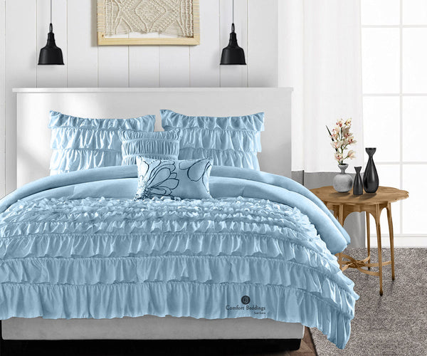 Blue Ruffle Bed Set