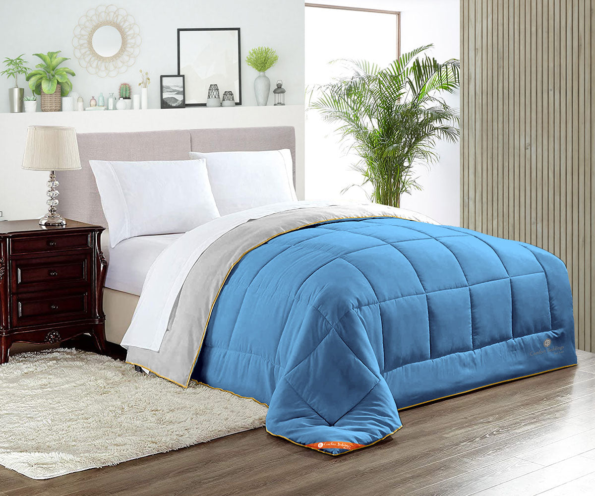 Light Grey and Mediterranean Blue Reversible Comforter