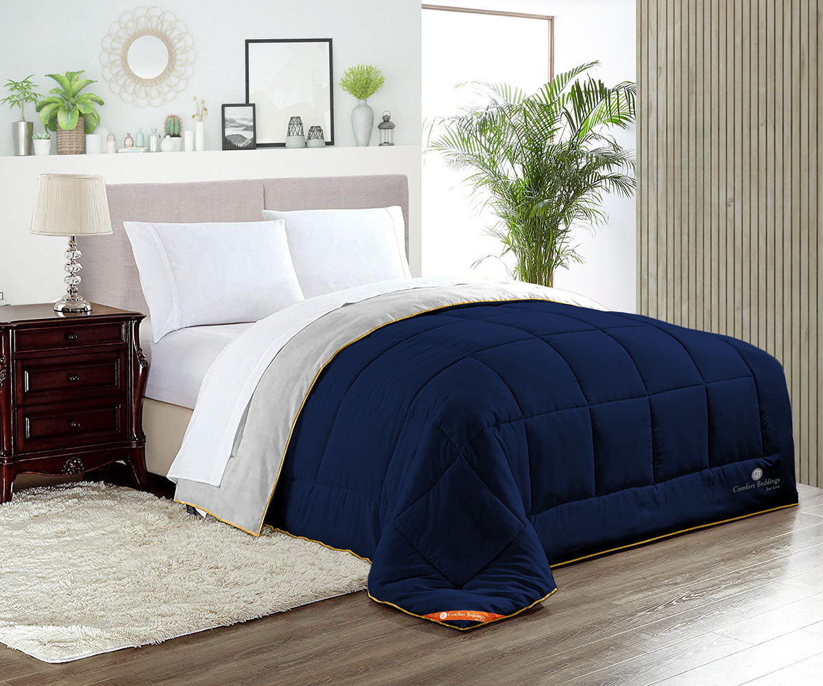 Light Grey and Navy Blue Reversible Comforter