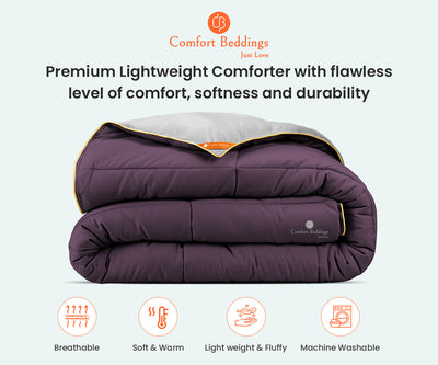 Light Grey and Plum Reversible Comforter