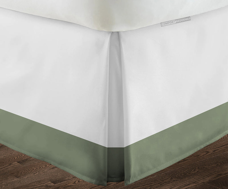 100% Egyptian cotton Moss White two tone bed skirt