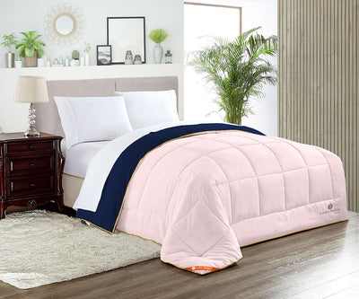 Navy Blue and Pink Reversible Comforter