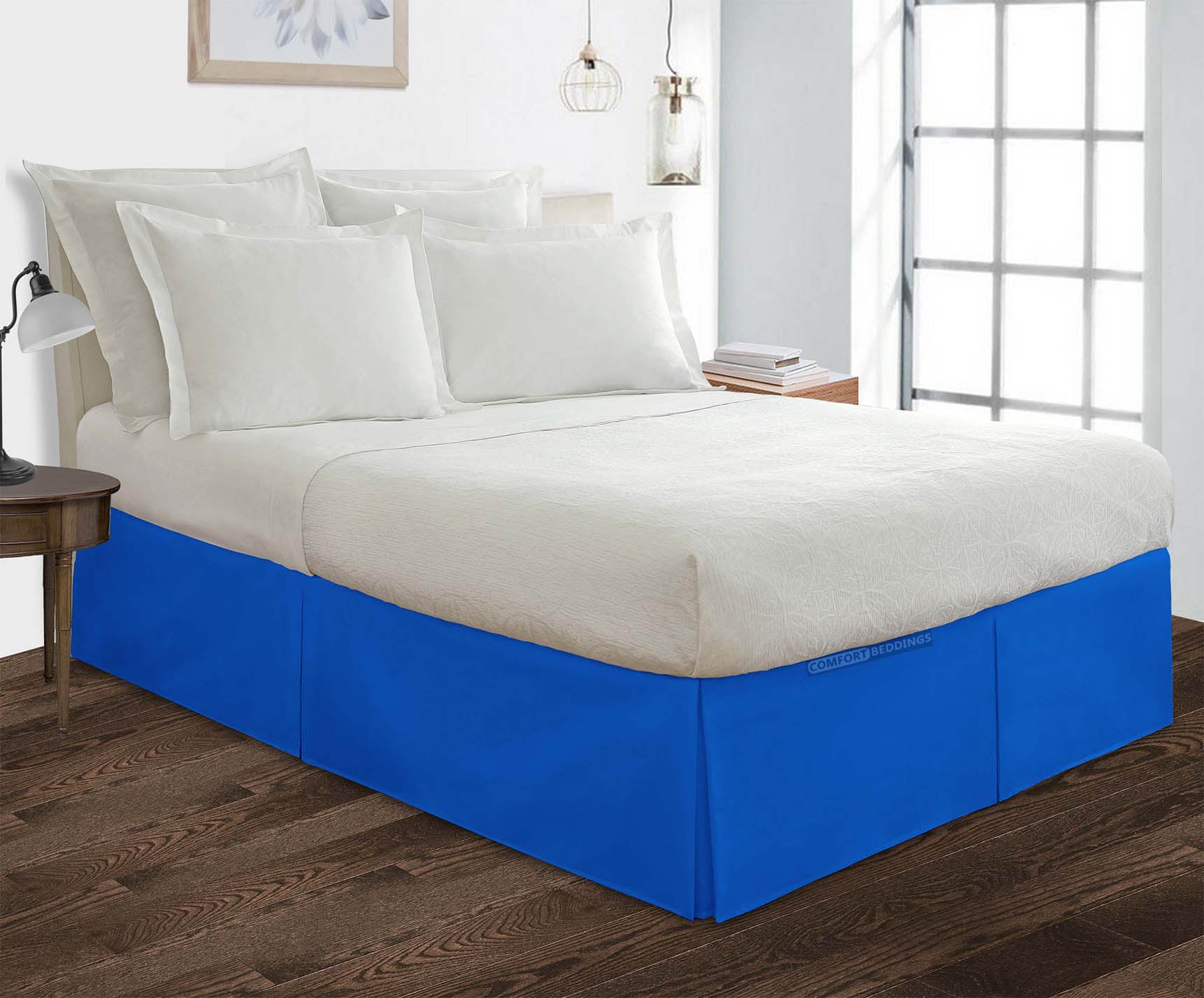 Royal Blue Pleated bed skirts